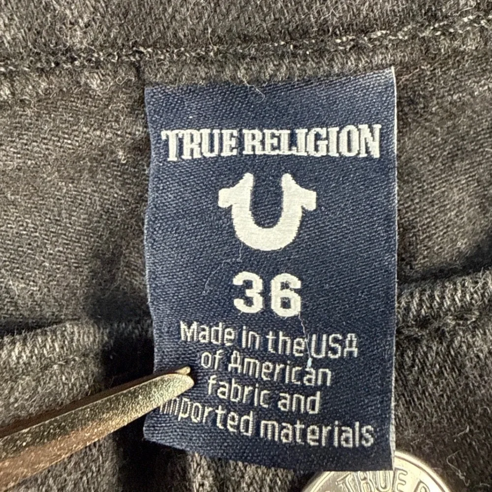 True Religion Jeans Mens 36 Ricky Relaxed Straight Black Faded Denim EUC